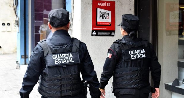 Policías estatales en el Buen Fin. Seguridad en comercios.